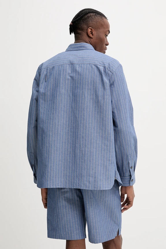 Îmbrăcăminte A.P.C. cămașă din amestec de in chemise malo COHFW.H12532 albastru