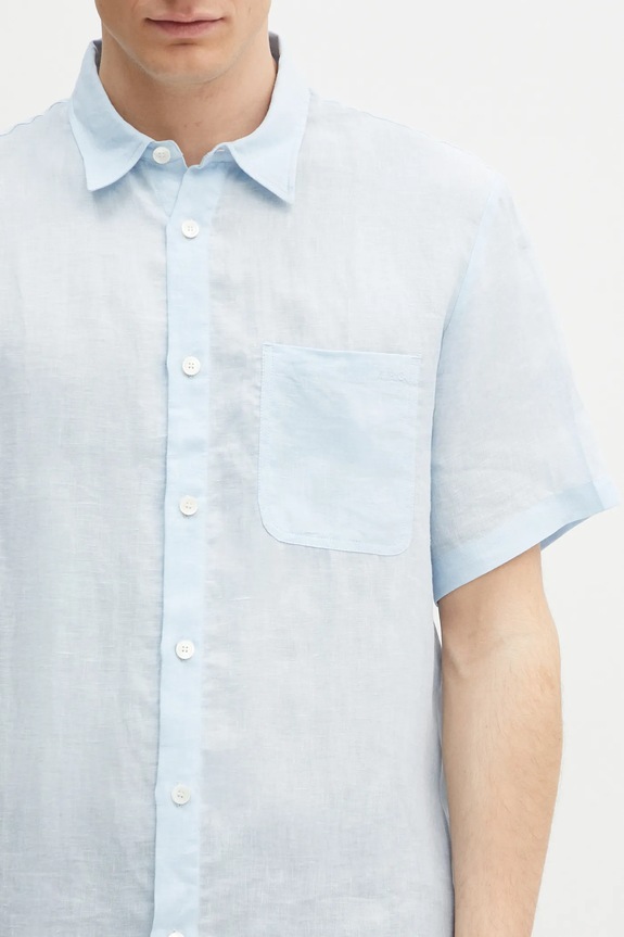 A.P.C. linen shirt chemisette bellini logo blue LIAEK.H12551