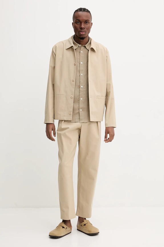 Ľanová košeľa A.P.C. chemisette bellini logo LIAEK.H12551 zelená SS25