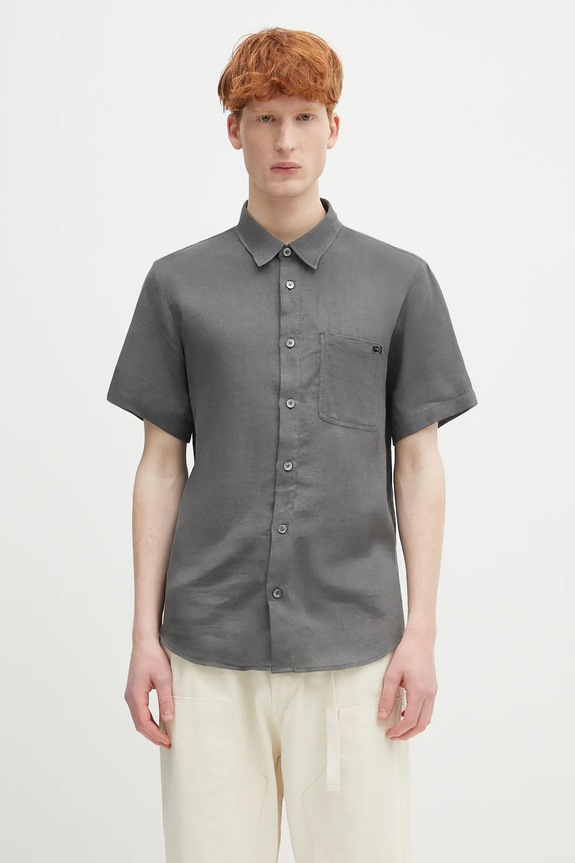 Льняная рубашка A.P.C. chemisette bellini logo casual серый LIAEK.H12551