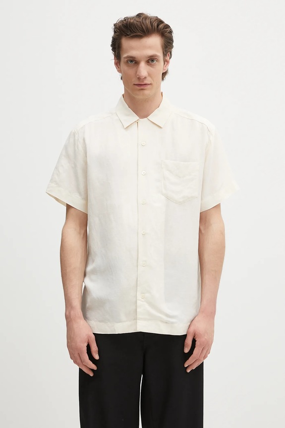 A.P.C. camicia in lino misto chemisette roy rilassato beige VIALV.H12608