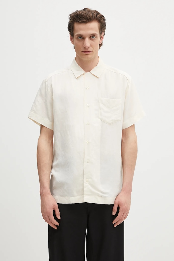 A.P.C. camicia in lino misto chemisette roy rilassato beige VIALV.H12608