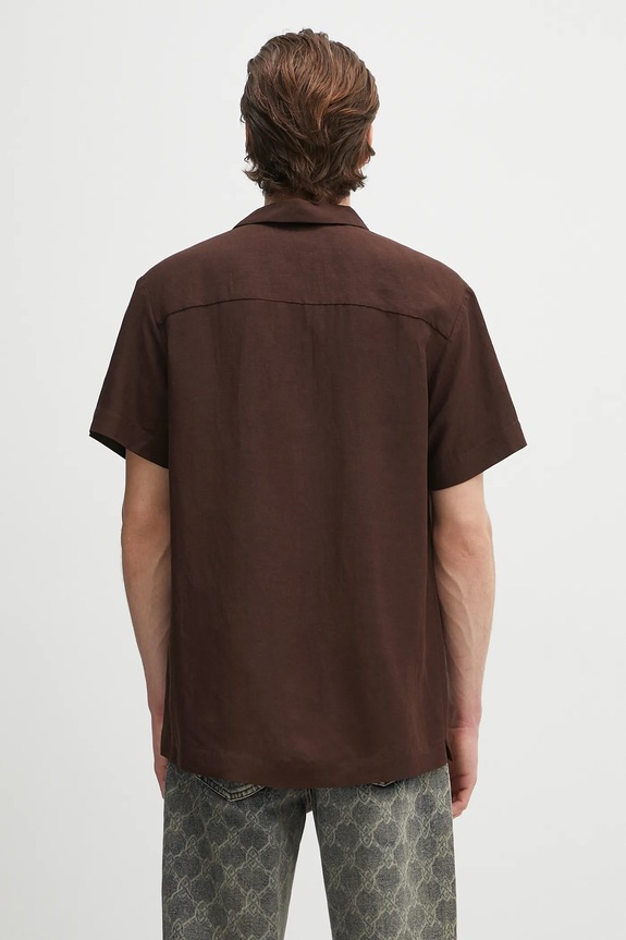 Odzież A.P.C. koszula z domieszką lnu chemisette roy VIALV.H12608 brązowy