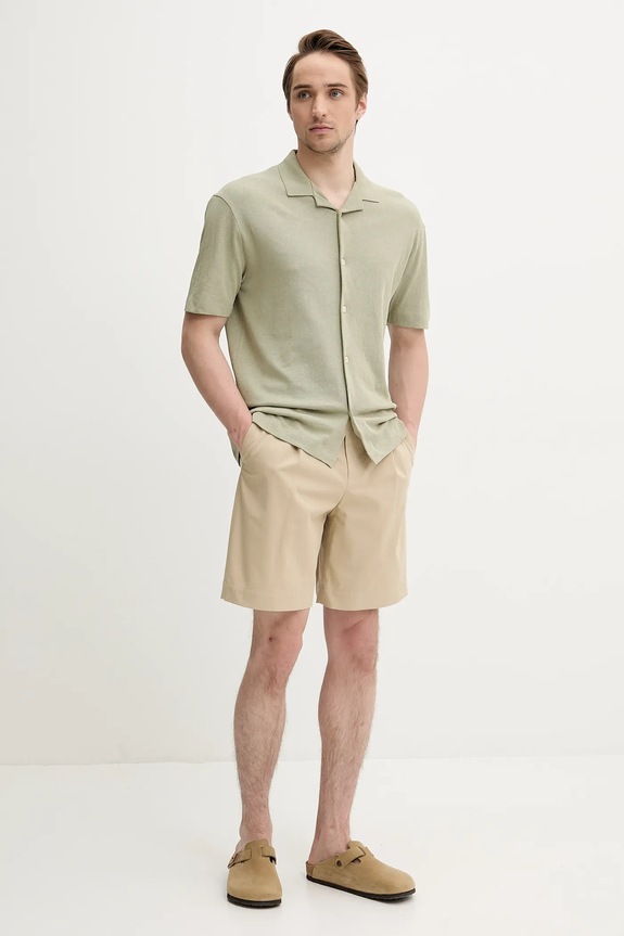 Сорочка з домішкою льону Marc O'Polo 523209153068 зелений SS25