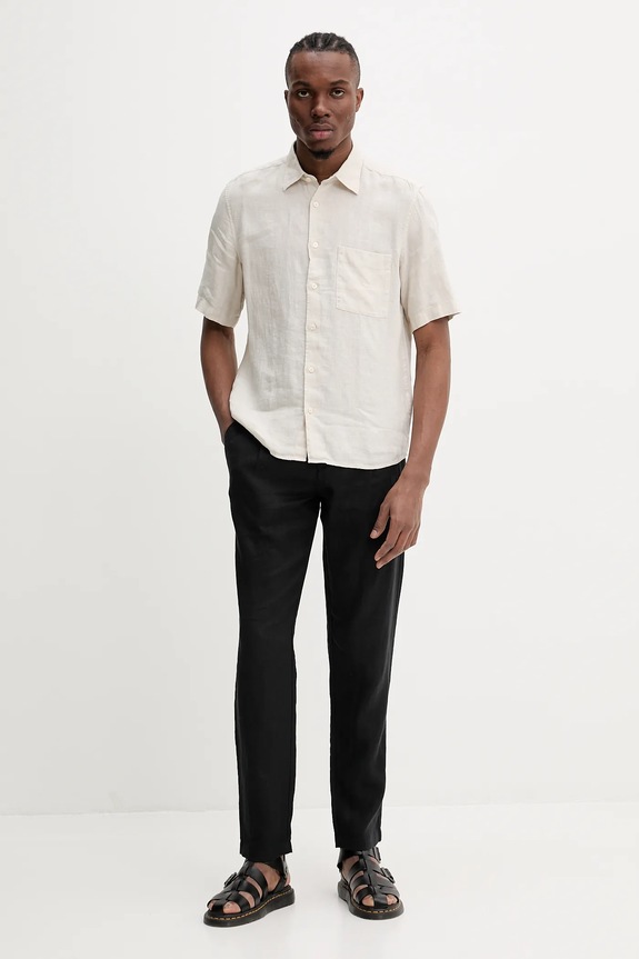 Marc O'Polo camicia di lino 523742841002 beige SS25