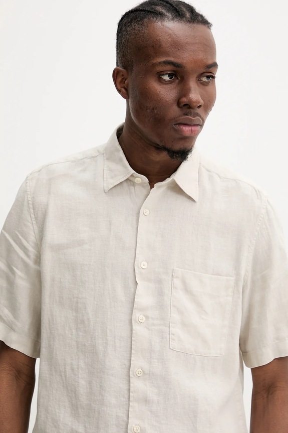 Marc O'Polo camicia di lino beige 523742841002