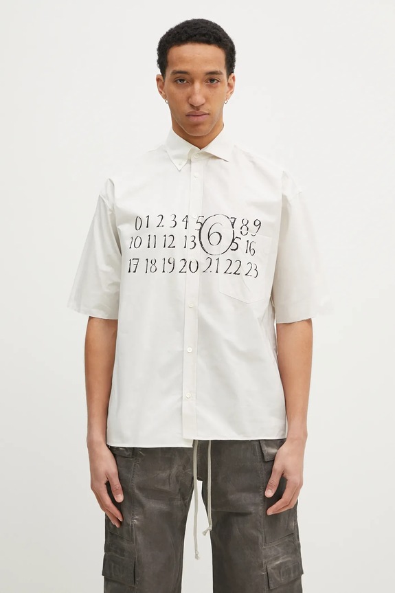 MM6 Maison Margiela camicia in cotone rilassato beige SH0DR0007