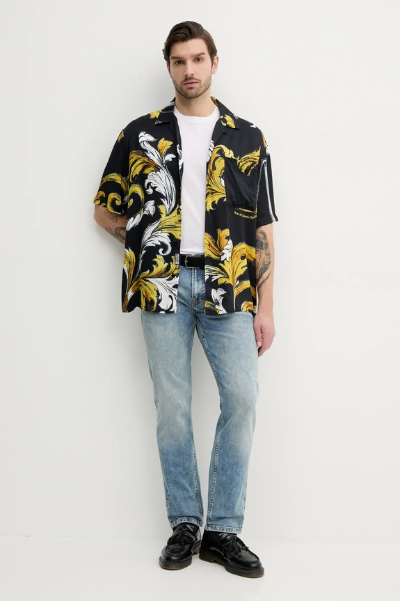 Versace Jeans Couture cămașă 78GAL2B0.NS632 negru SS25