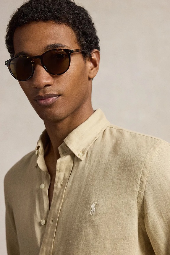 Polo Ralph Lauren рубашка для мужчин из льна Long Sleeve Sport Shirt зелёный 710966294