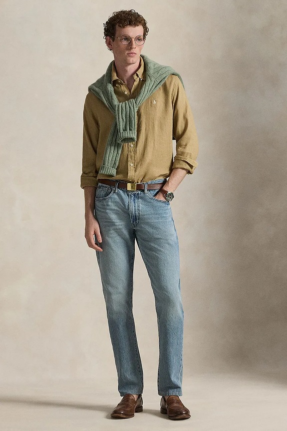 Clothing Polo Ralph Lauren linen shirt Long Sleeve Sport Shirt 710966294 brown