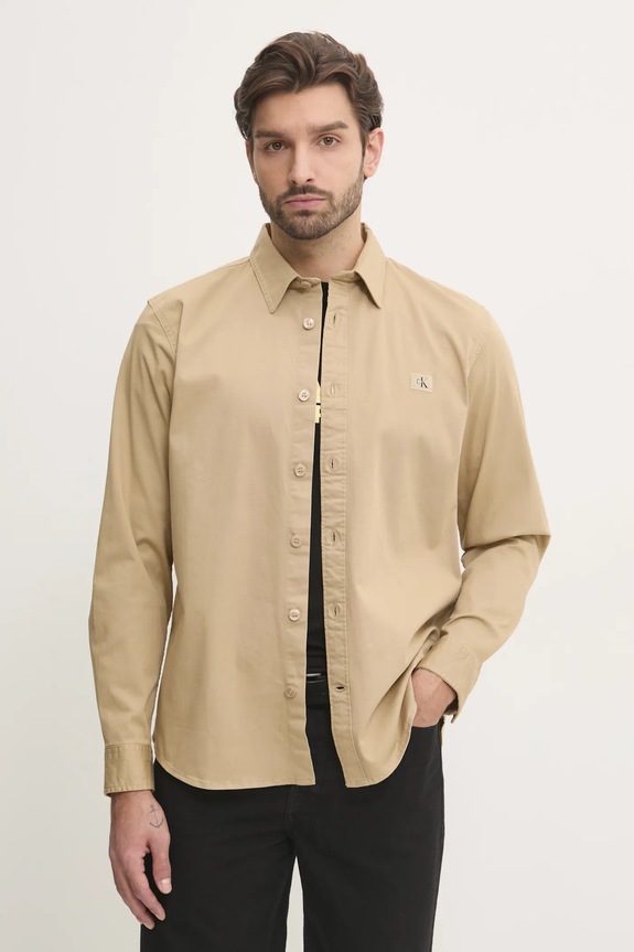 Риза Calvin Klein Jeans стандартна бежов J30J327585