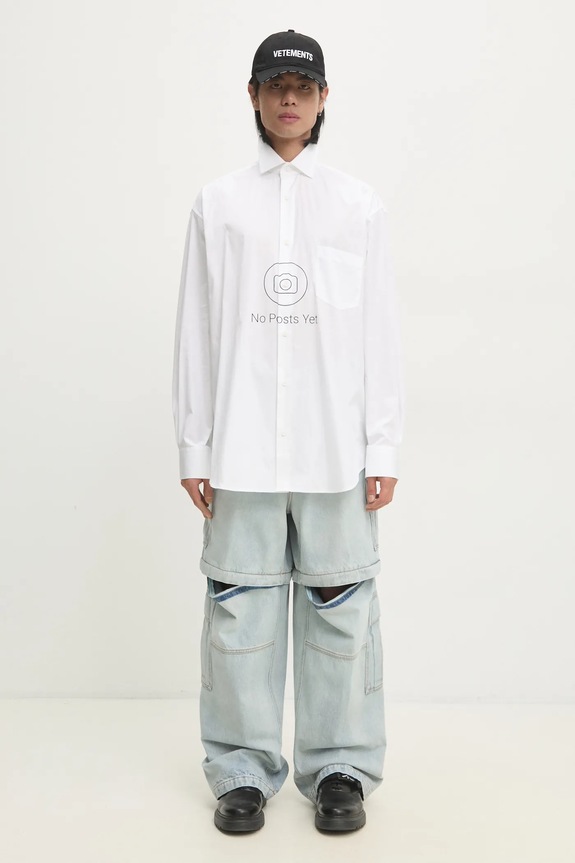 Pamučna košulja VETEMENTS No Posts Classic UA66SH440W bijela
