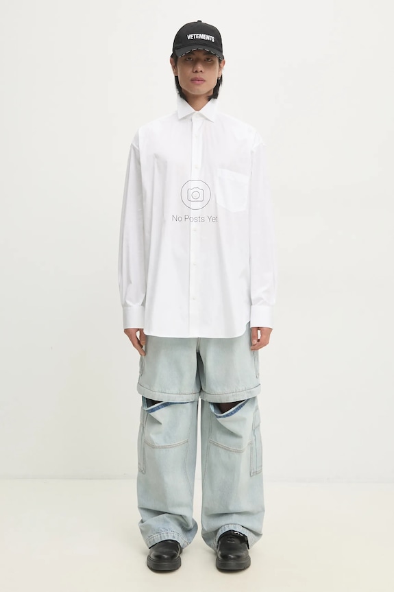 Pamučna košulja VETEMENTS No Posts Classic UA66SH440W bijela