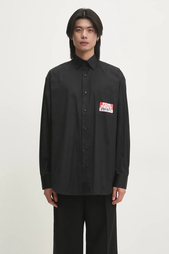 VETEMENTS camicia in cotone For Rent Classic rilassato nero UA66SH450B