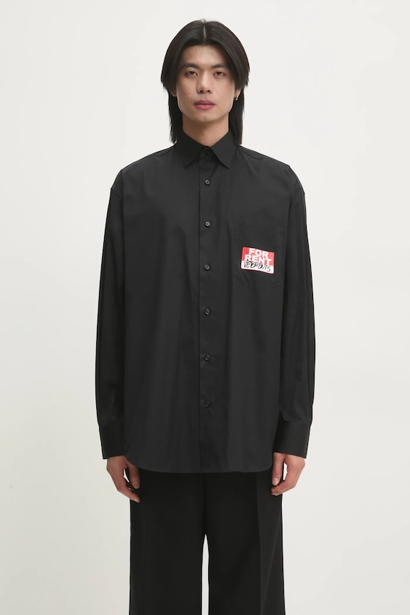 VETEMENTS camicia in cotone For Rent Classic rilassato nero UA66SH450B