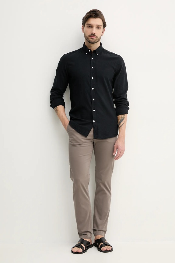 Lindbergh camicia di lino 30.203344B.BLACK nero SS26