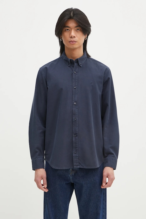 Carhartt WIP cotton shirt Longsleeve Bolton Shirt button-down navy I030238.0NYGD