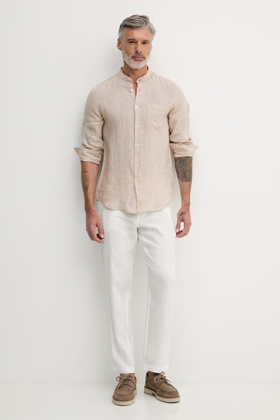 United Colors of Benetton рубашка для мужчин из льна 5BKU5QL08 бежевый SS26