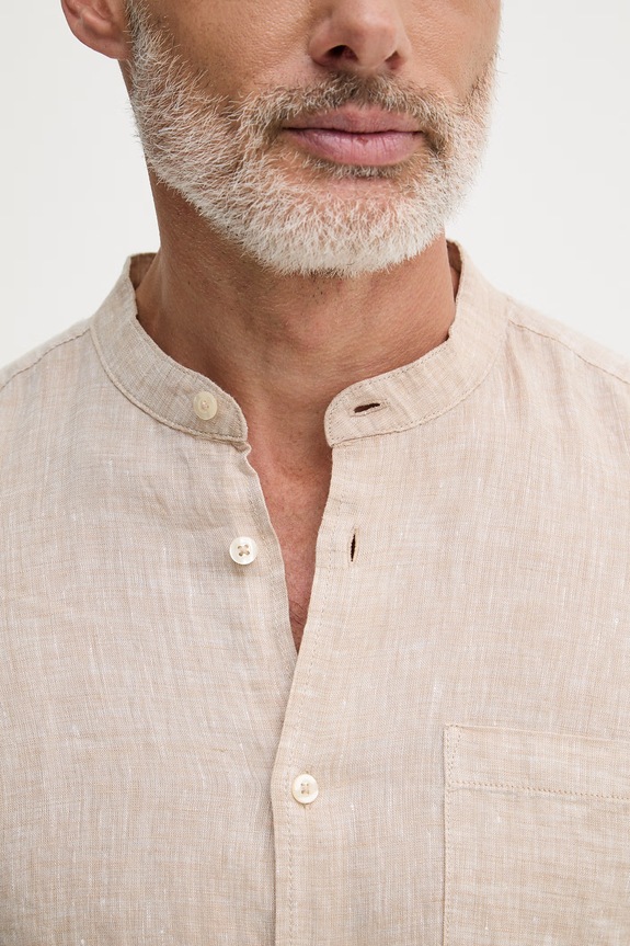 United Colors of Benetton рубашка для мужчин из льна 5BKU5QL08 бежевый