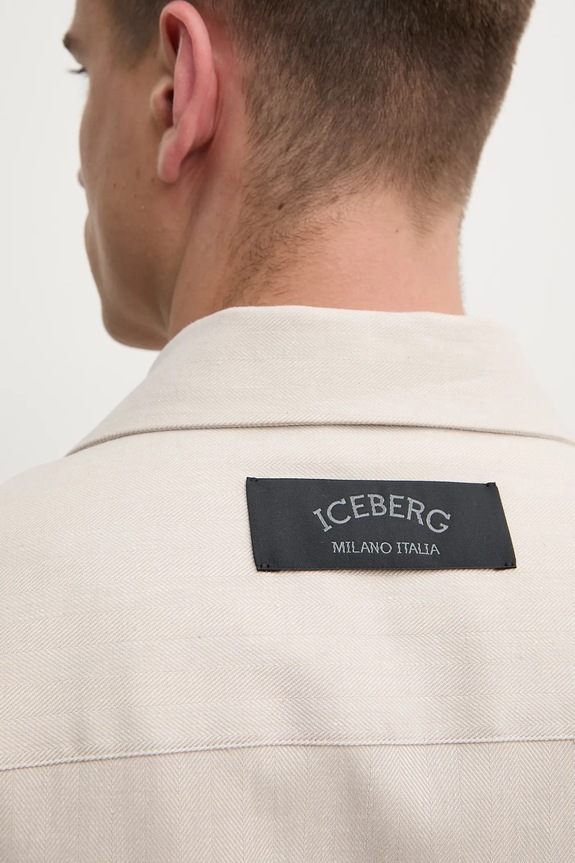 Košeľa s prímesou ľanu Iceberg G080.0140 béžová