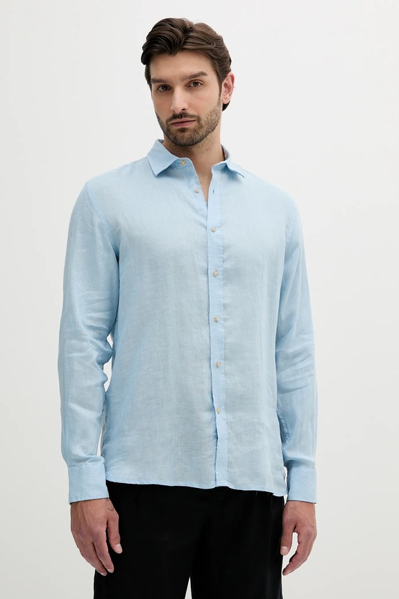 Liu Jo camicia di lino semplice blu QA5097.T4359