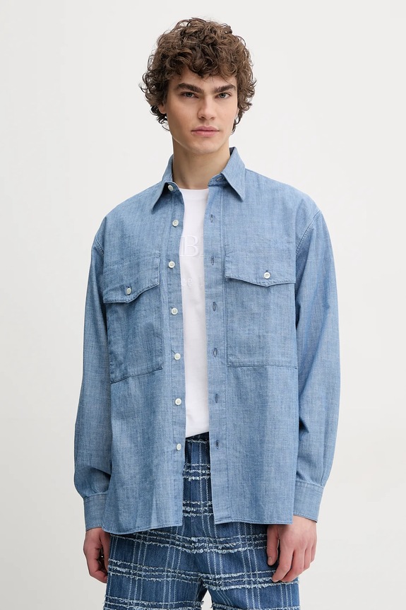 Βαμβακερό πουκάμισο Sunflower μακρύ μπλε 1251.SFR