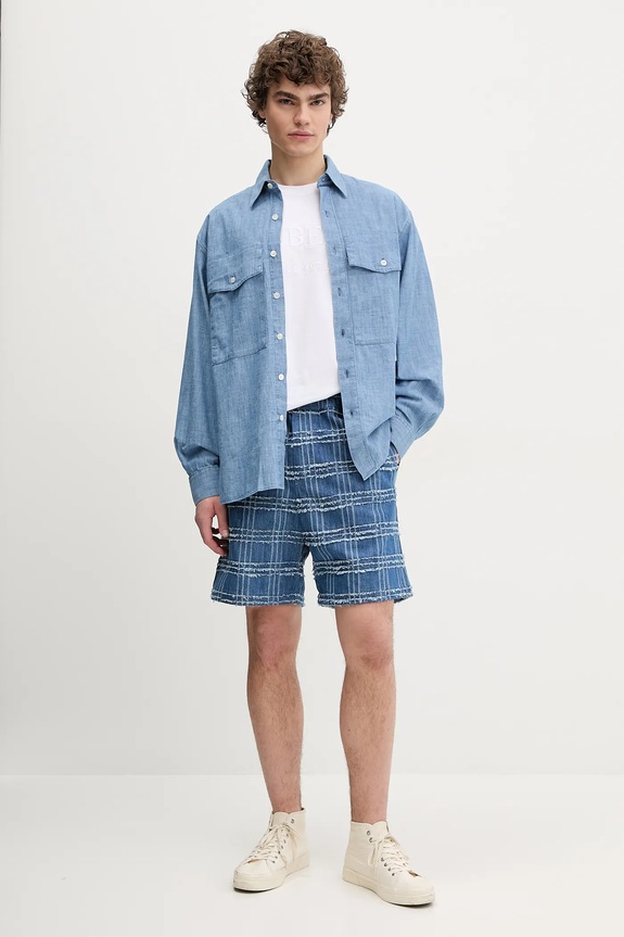 Βαμβακερό πουκάμισο Sunflower 1251.SFR μπλε SS25