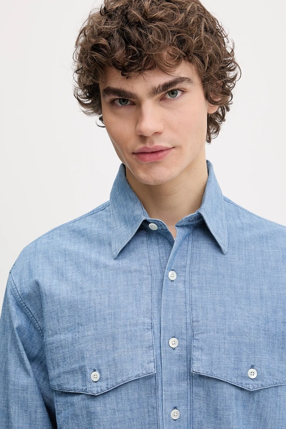 Βαμβακερό πουκάμισο Sunflower μπλε 1251.SFR