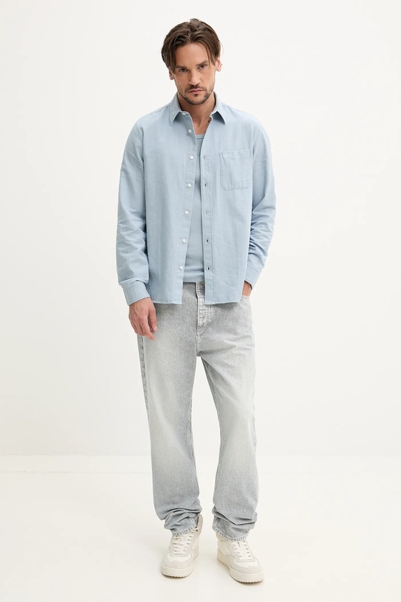 Bavlněná košile HUGO 50539835 modrá SS25
