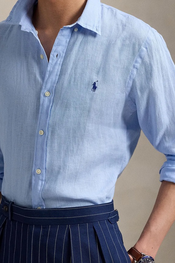 Clothing Polo Ralph Lauren linen shirt 710968915 navy