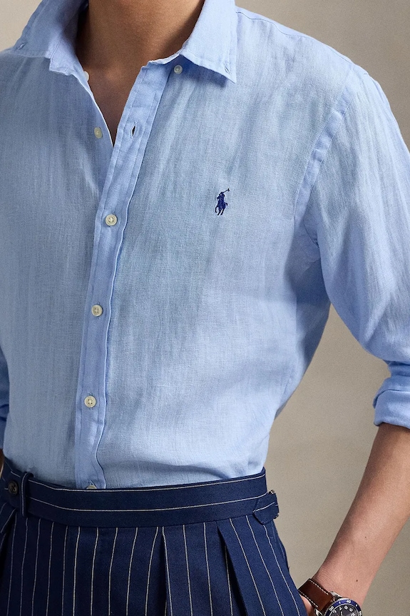 Clothing Polo Ralph Lauren linen shirt 710968915 navy
