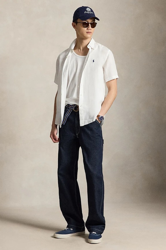 Ruházat Polo Ralph Lauren len ing Sport Shirt 710968912 fehér