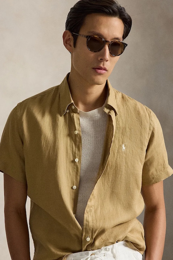 Polo Ralph Lauren camicia di lino Sport Shirt verde 710968912