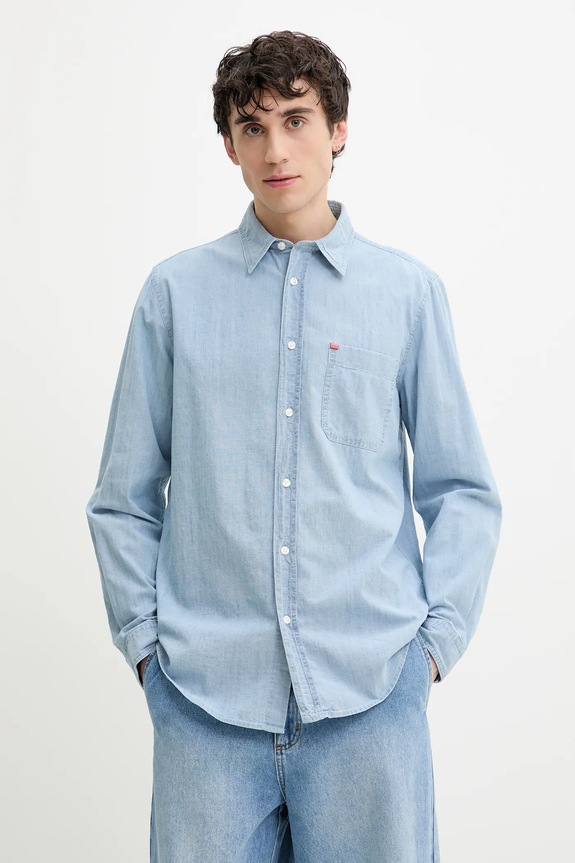 HUGO camicia in cotone semplice blu 50539312