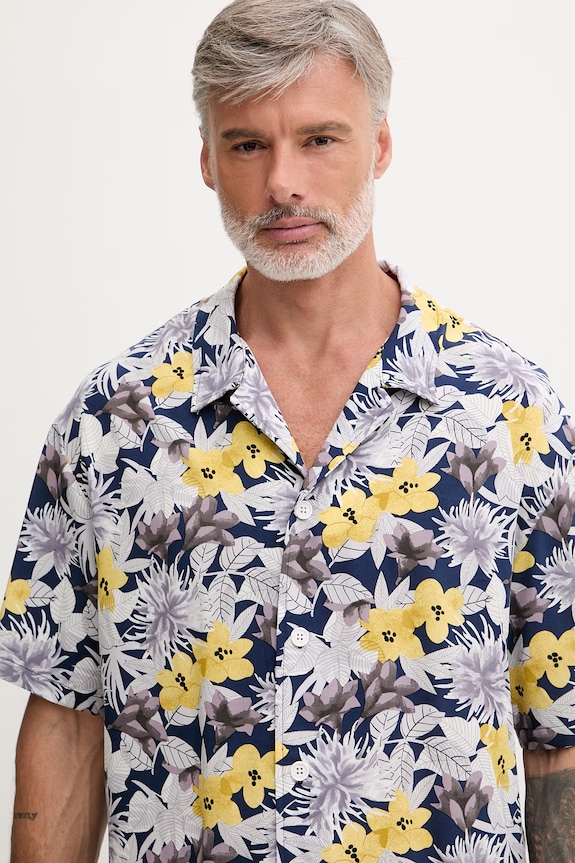 HUGO cămașă de plajă pentru bărbați BEACH SHIRT RELAXED galben 50540065