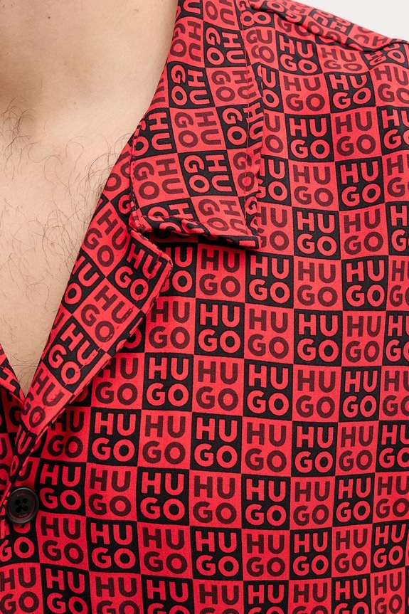 HUGO plážová košeľa pánska BEACH SHIRT RELAXED červená 50540065