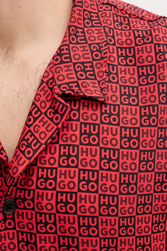 HUGO plážová košeľa pánska BEACH SHIRT RELAXED červená 50540065