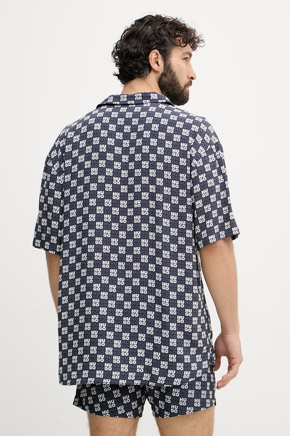 Oblečení HUGO plážová košile pánská BEACH SHIRT RELAXED 50540065 námořnická modř