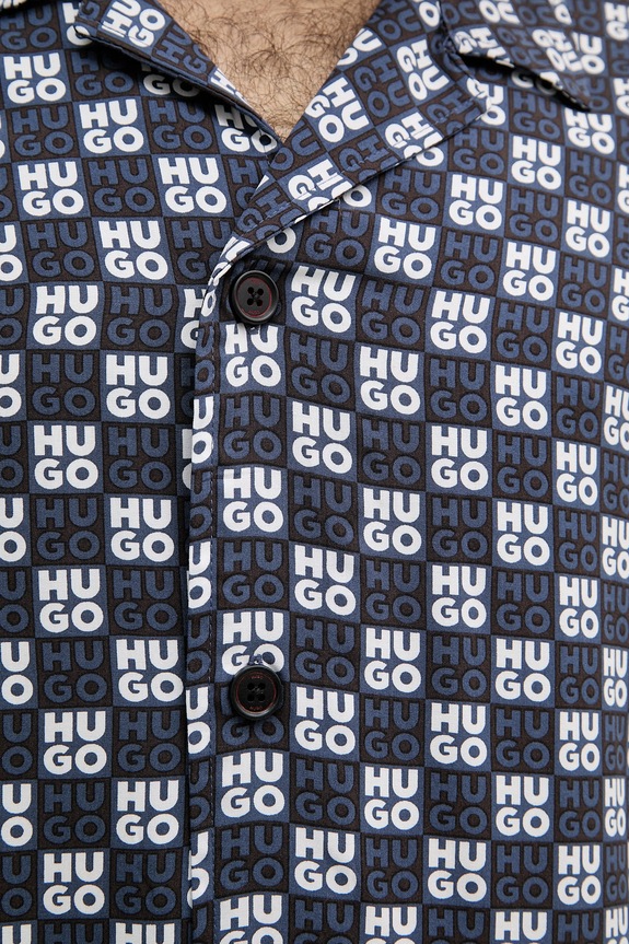 HUGO plážová košile pánská BEACH SHIRT RELAXED 50540065 námořnická modř
