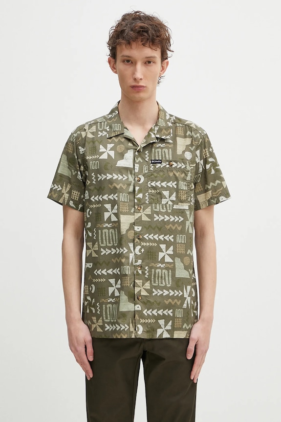 Bavlnená košeľa Columbia Pine Canyon Short regular zelená 2037171