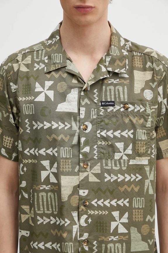 Bavlnená košeľa Columbia Pine Canyon Short zelená 2037171