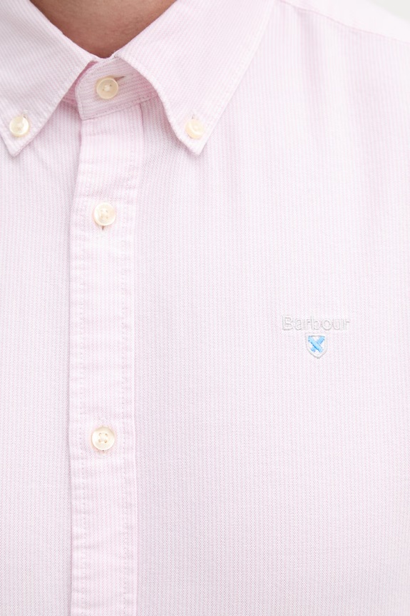 Barbour košile pánská bavlněná Striped Oxtown Tailored Shirt MSH5303 růžová
