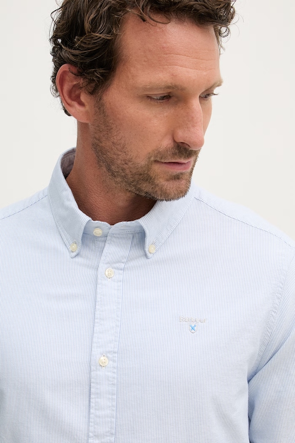 Barbour košulja muška od pamuka Striped Oxtown Tailored Shirt plava MSH5303
