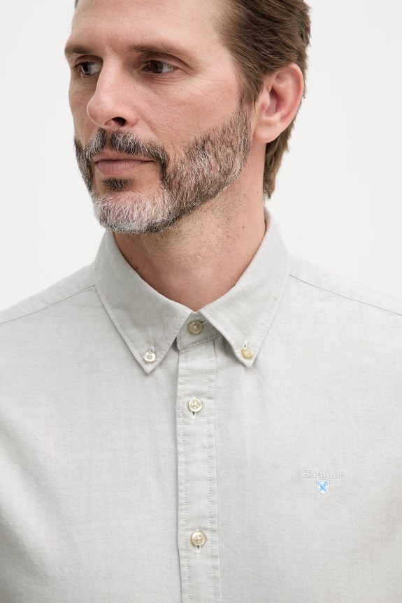 Barbour cămașă oxford pentru bărbați din bumbac Oxtown S/S Tailored Shirt verde MSH5313