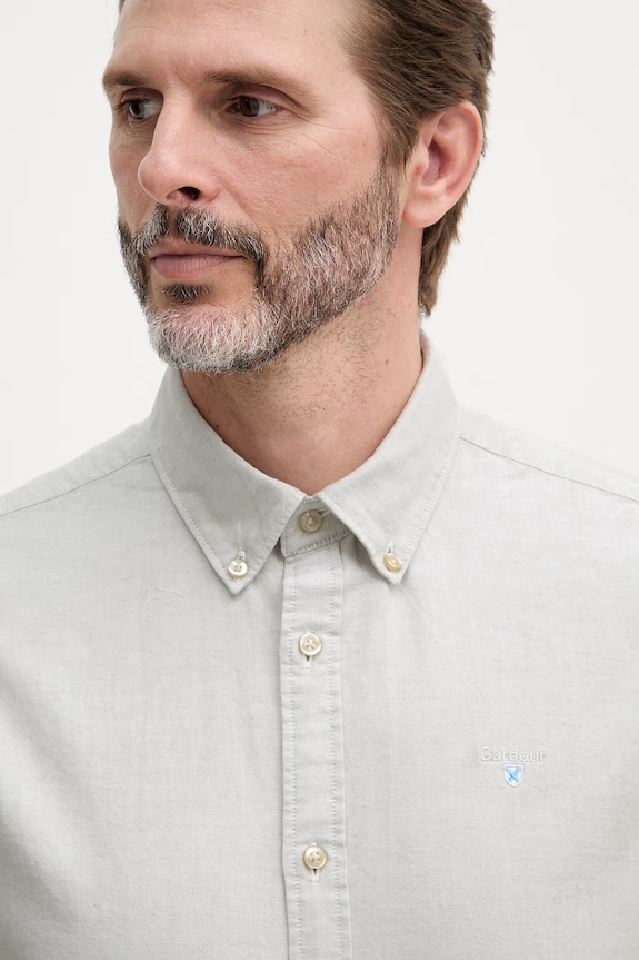 Barbour cămașă oxford pentru bărbați din bumbac Oxtown S/S Tailored Shirt verde MSH5313