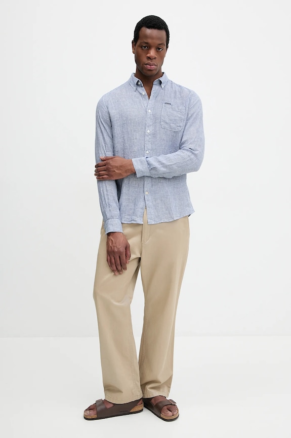 Льняная рубашка Barbour Linton Tailored Shirt MSH5325 тёмно-синий SS26