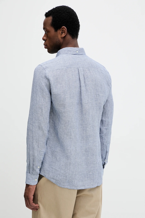 Одежда Льняная рубашка Barbour Linton Tailored Shirt MSH5325 тёмно-синий
