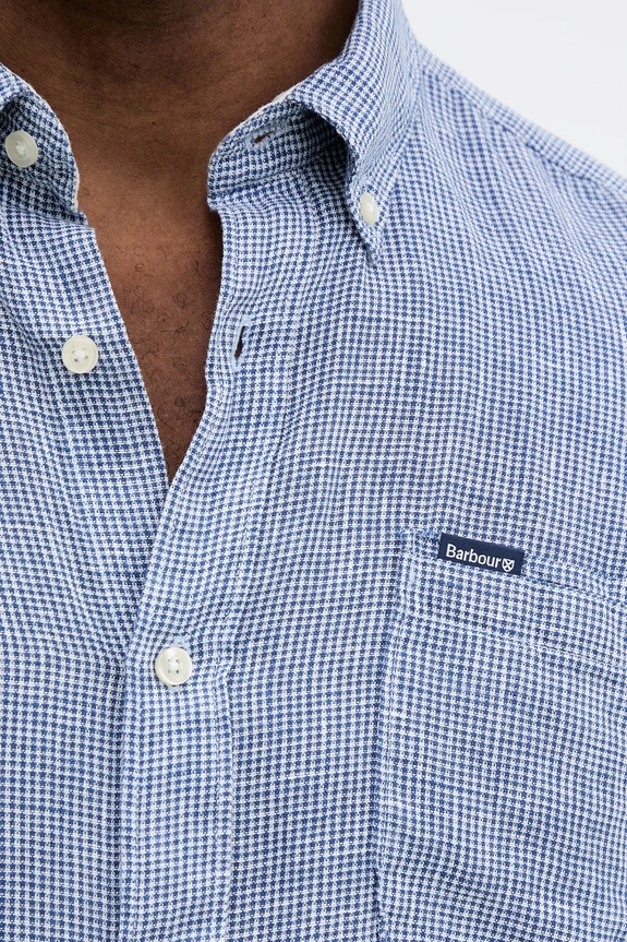 Сорочка з льону Barbour Linton Tailored Shirt MSH5325 темно-синій
