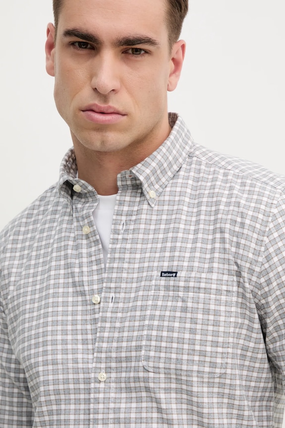 Bavlněná košile Barbour Banner Tailored Shirt šedá MSH5435
