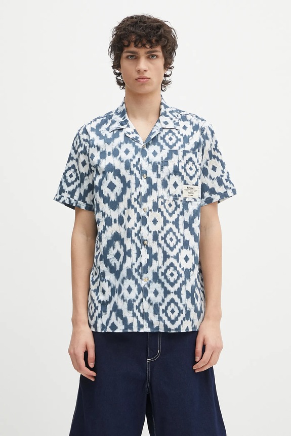 Barbour koszula bawełniana Homelane Printed S/S Relaxed Fit Shirt wzorzyste granatowy MSH5599
